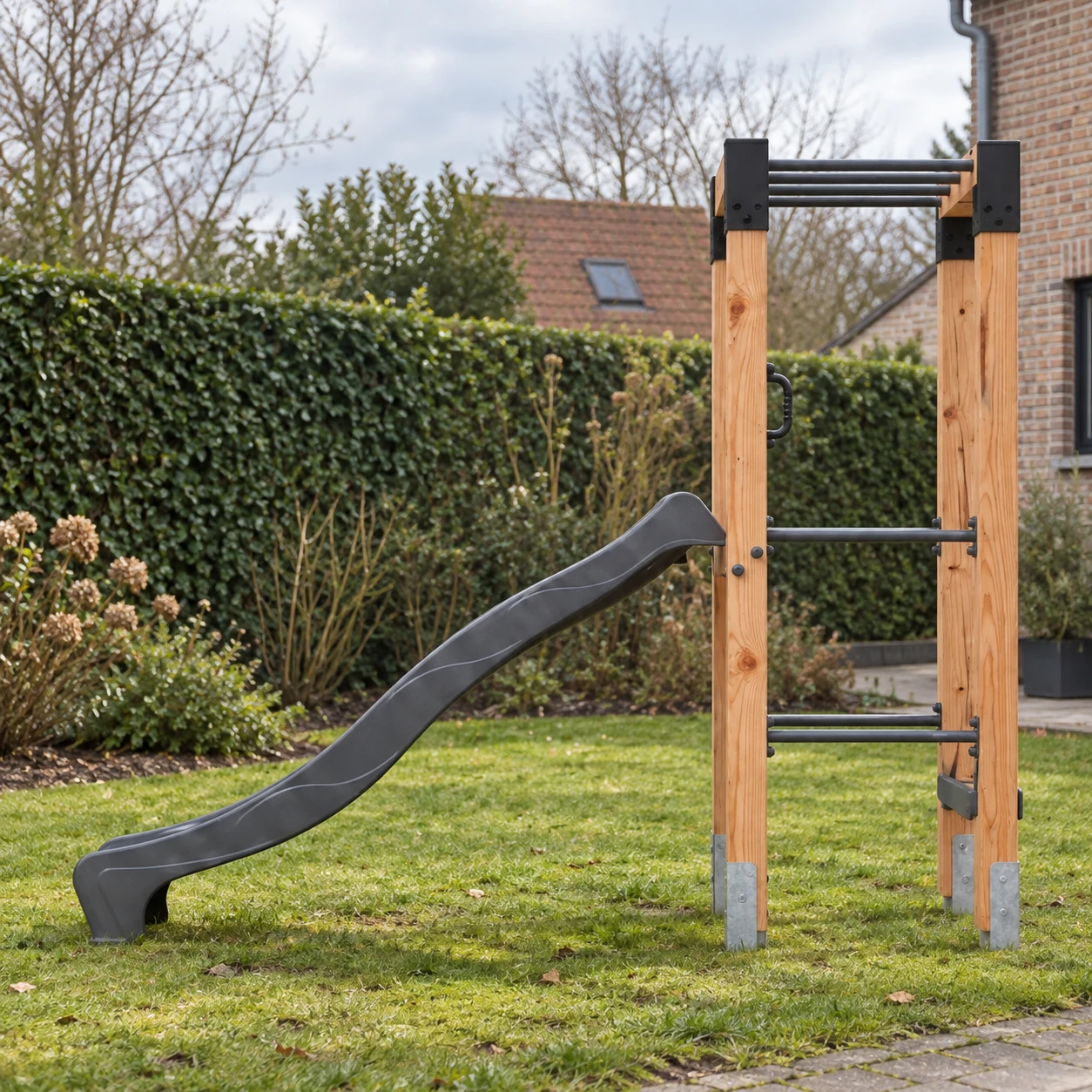 EXIT Linea Robust 110 wooden monkey bar with double swing and slide