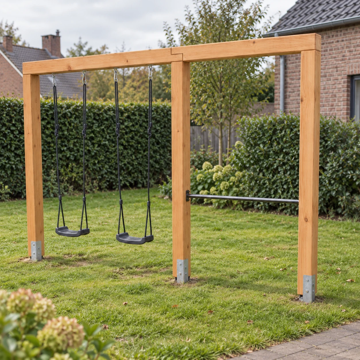 EXIT Linea Massiv 140 Doppelschaukel aus Holz mit Reck