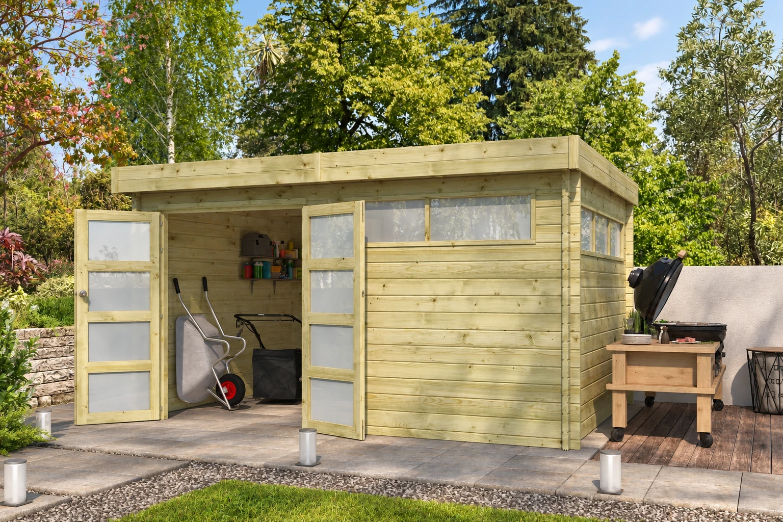 Woodlands tuinhuis MODERN 4603AC blokhut – 415×295 cm – Buitenaanzicht (3)