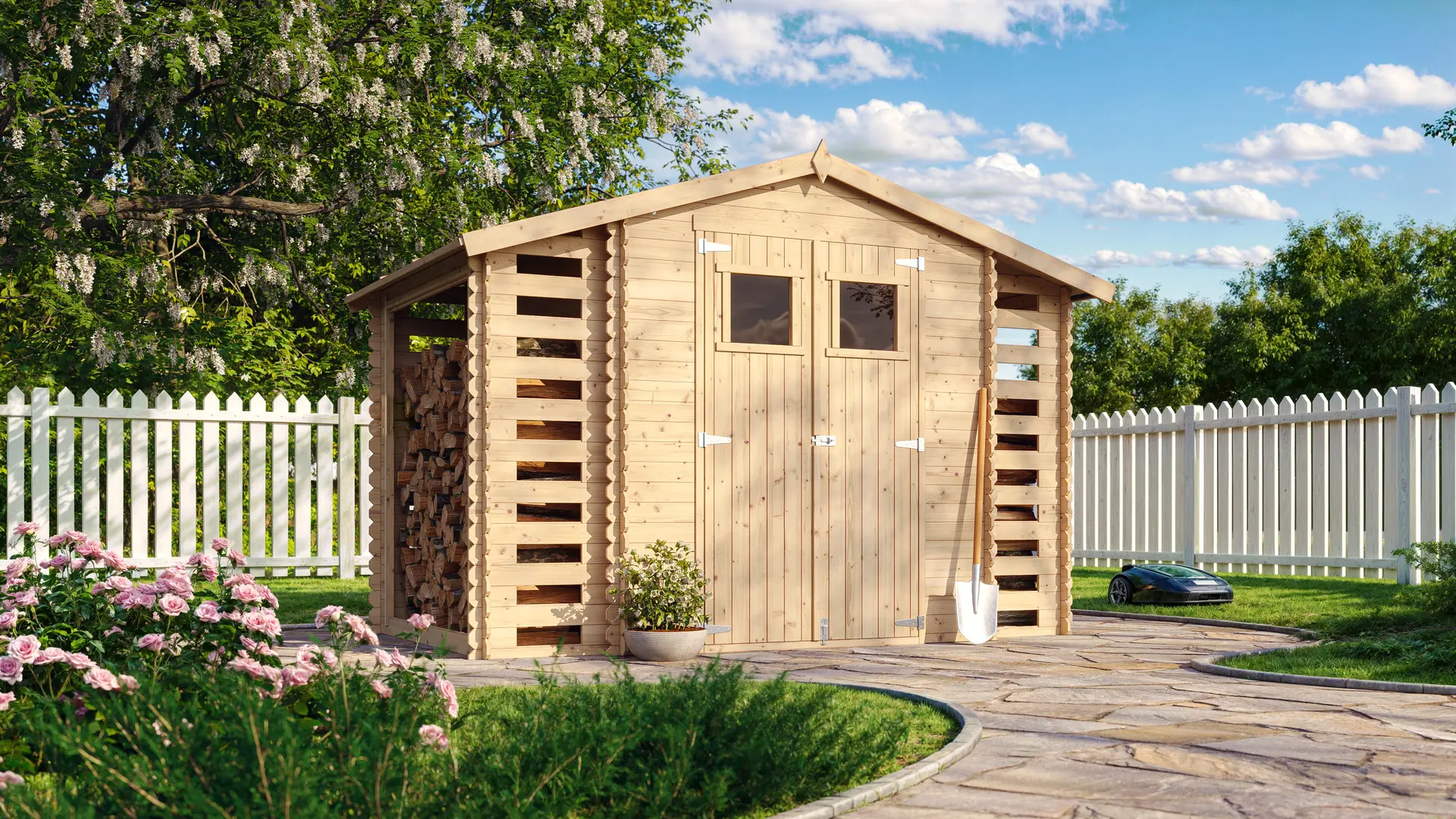 Holz-Gartenhaus M391 Blockbohlen – 312 × 200 cm – 6 m² – Bild 2