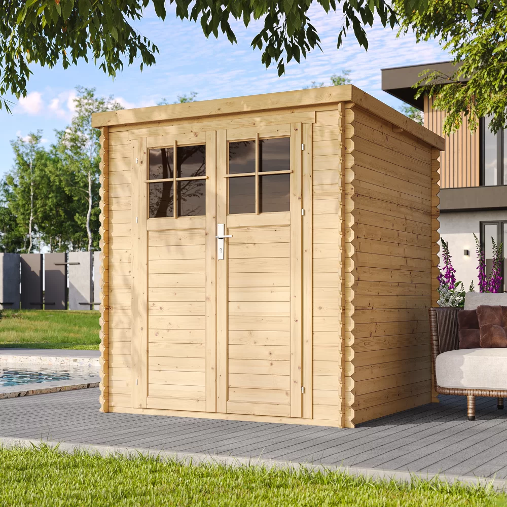 Holz-Gartenhaus M309F Blockbohlen – 200 × 200 cm – 4 m² – Bild 2
