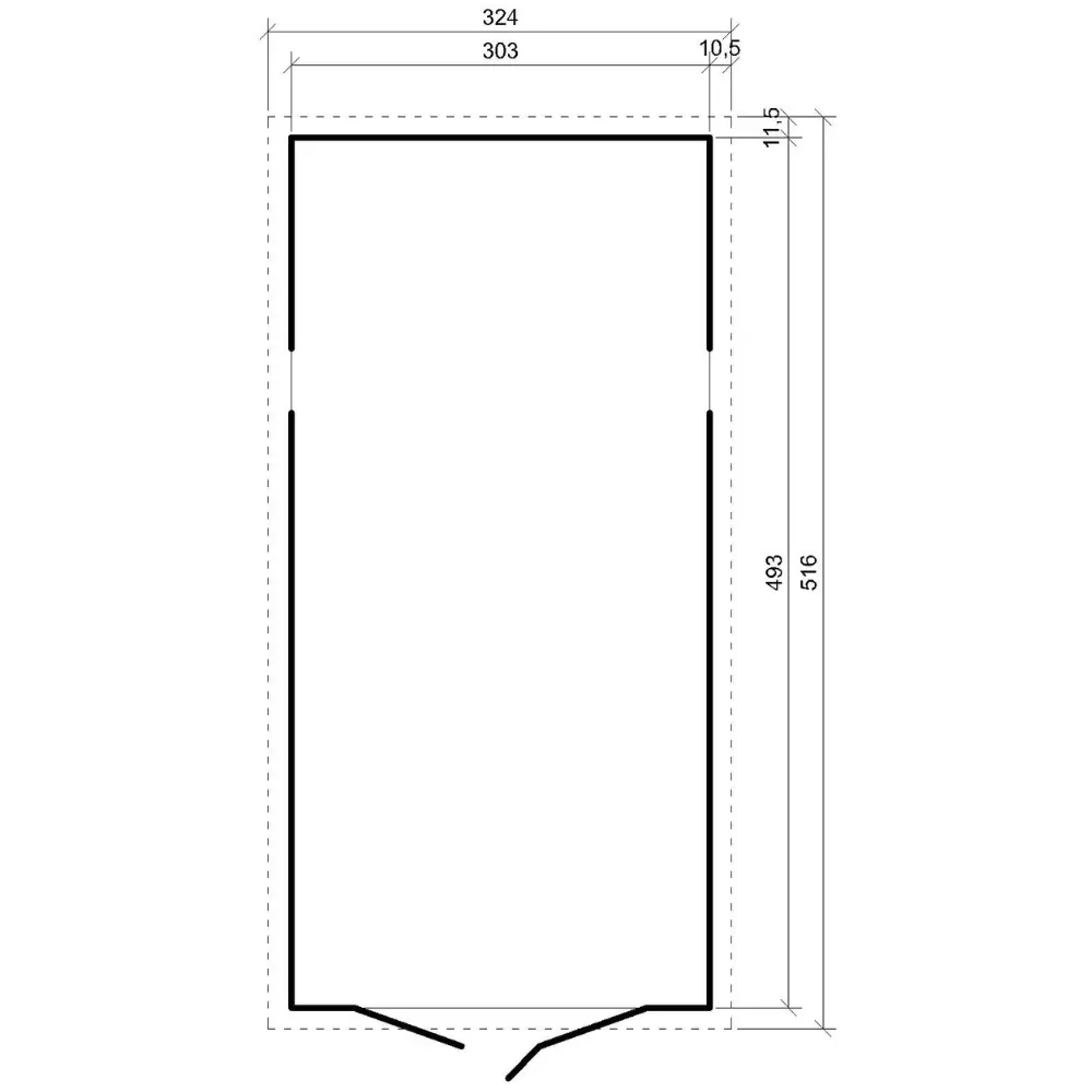 Holzgarage M101 – 493 × 303 cm – 14,94 m² – Grundriss mit Maßangaben (2)