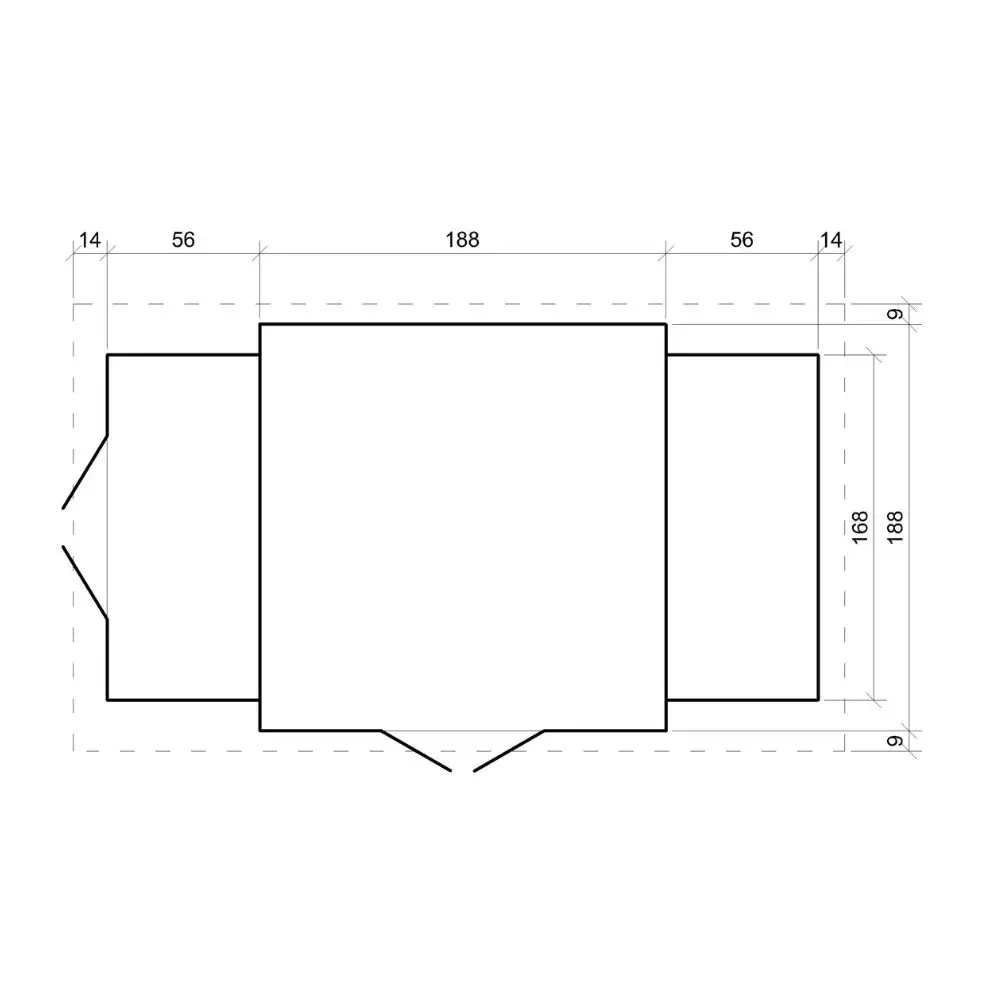 Holz-Gartenhaus M389F Blockbohlen – 312 × 200 cm – 6 m² – Grundriss mit Maßangaben (2)