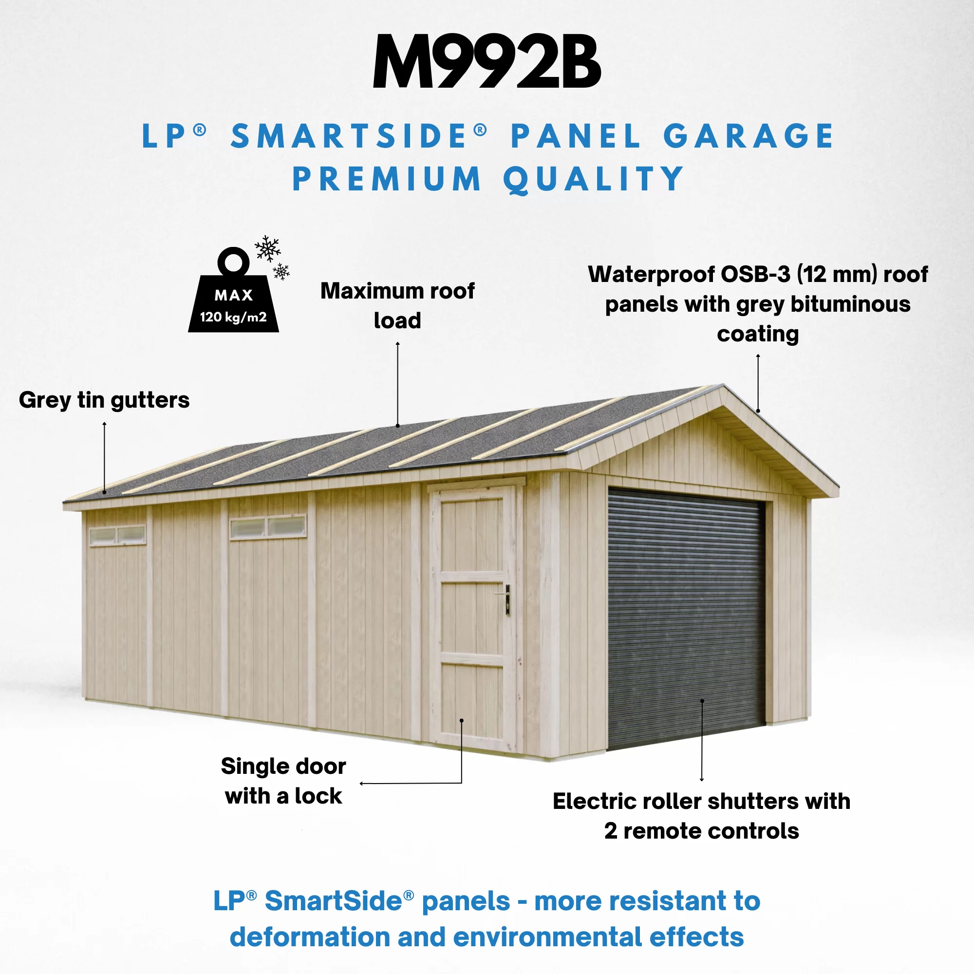 Garagem em madeira M992B – 354 x 604 cm (21 m²) com painéis LP® SmartSide® - Image 7